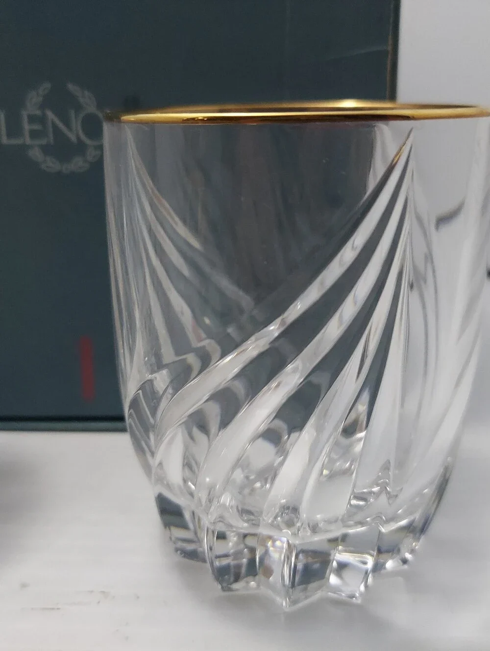 Lenox Clear Crystal Old Fashion Whiskey Glasses with Gold Rim (Set of 4)